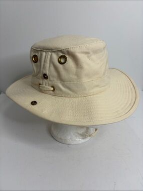 Vintage Tilley Hat Mens 6 7/8 Cream Cotton Duck Made in Canada Packable Pocket